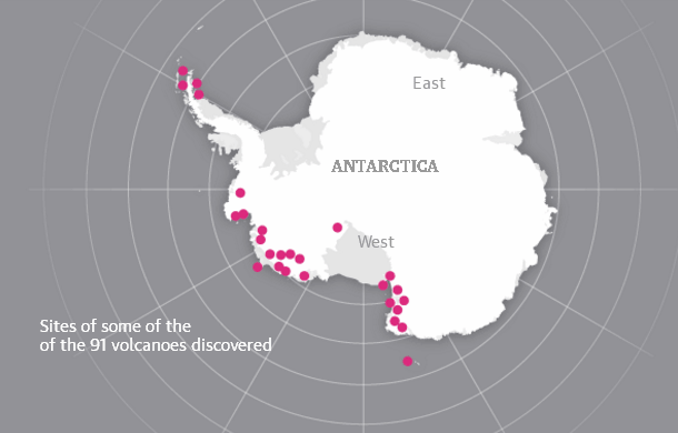 Обнаружены вулканы в Антарктиде