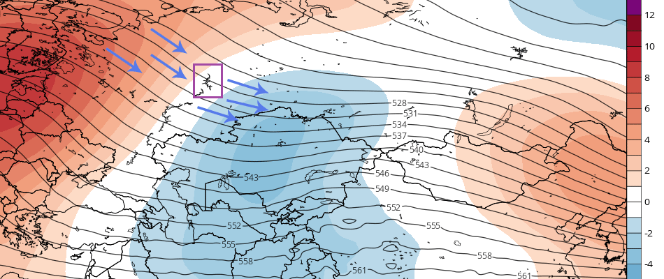 Долгосрочный прогноз поля средней тропосферы 22-29 января 2020