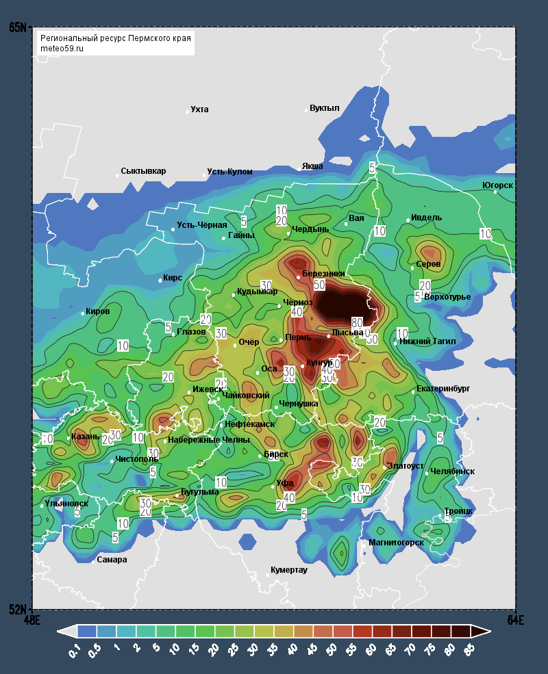 Карта с осадками пермь